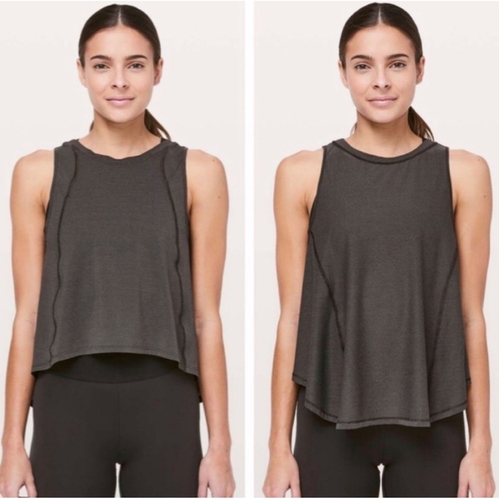 Lululemon To The Beat Tank X SoulCycle Heathered Black Sculpt Top S Wear 2 Ways